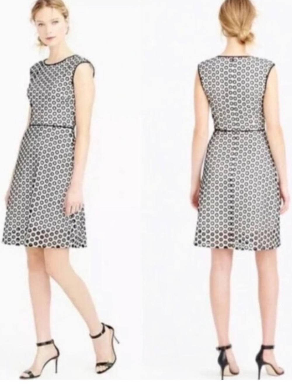 J. Crew Fit & Flare Eyelet Sleeveless Dress Size 4 Business Casual